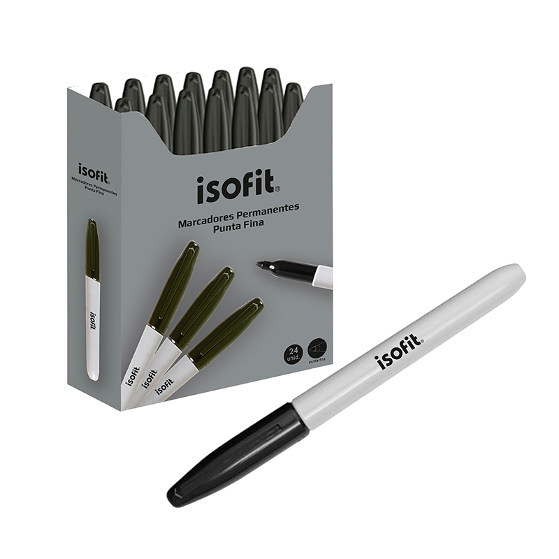 MARCADOR PERMANENTE ISOFIT P FINA NEGRO 24UN