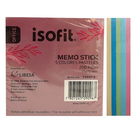 [33027-2] NOTA ADHESIVA POST-IT 654 PACK 24 COLOR