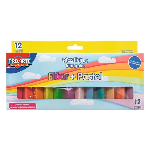 [34507-5] PLASTICINA 12 COLORES NEON
