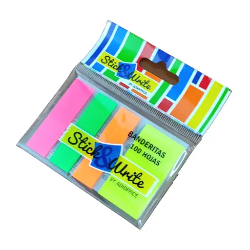 [ASTN117015] SEPARADOR PAG. STICK & WRITE 100HJ 4 COLORES NEON